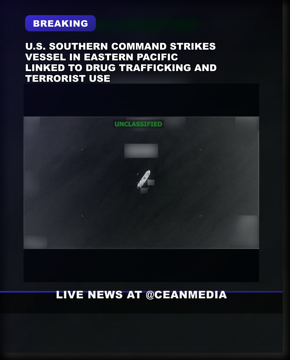 Illustrative photo for: U.S. Strikes Drug Trafficking Vessel Suppression Routes in