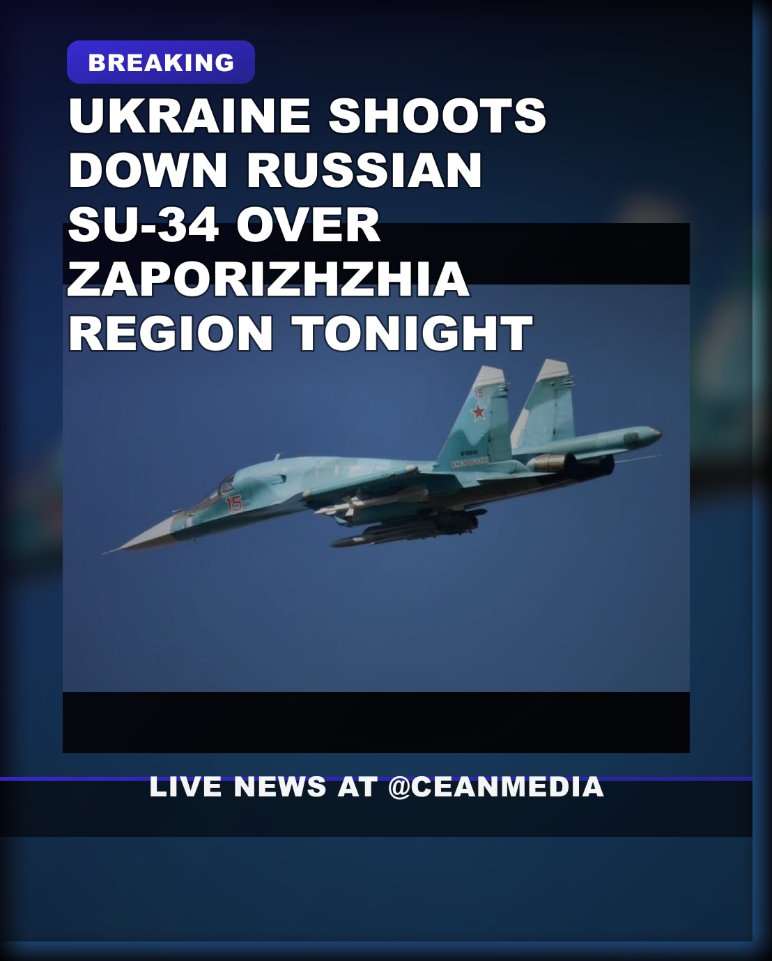 Illustrative photo for: Ukraine shoots down Su-34 over Zaporizhzhia region tonight