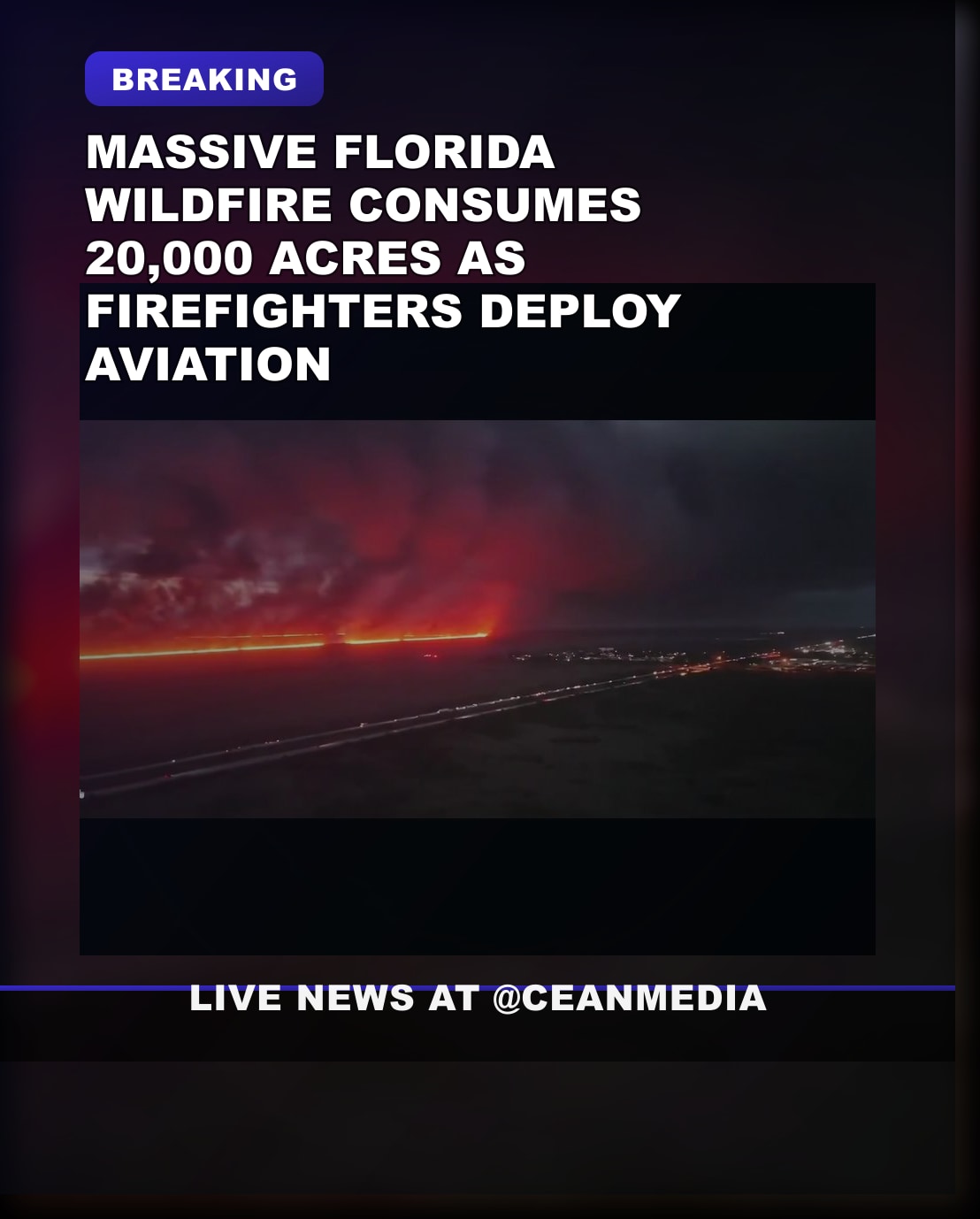 Illustrative photo for: Florida wildfire burning rapidly scorches acres as flames