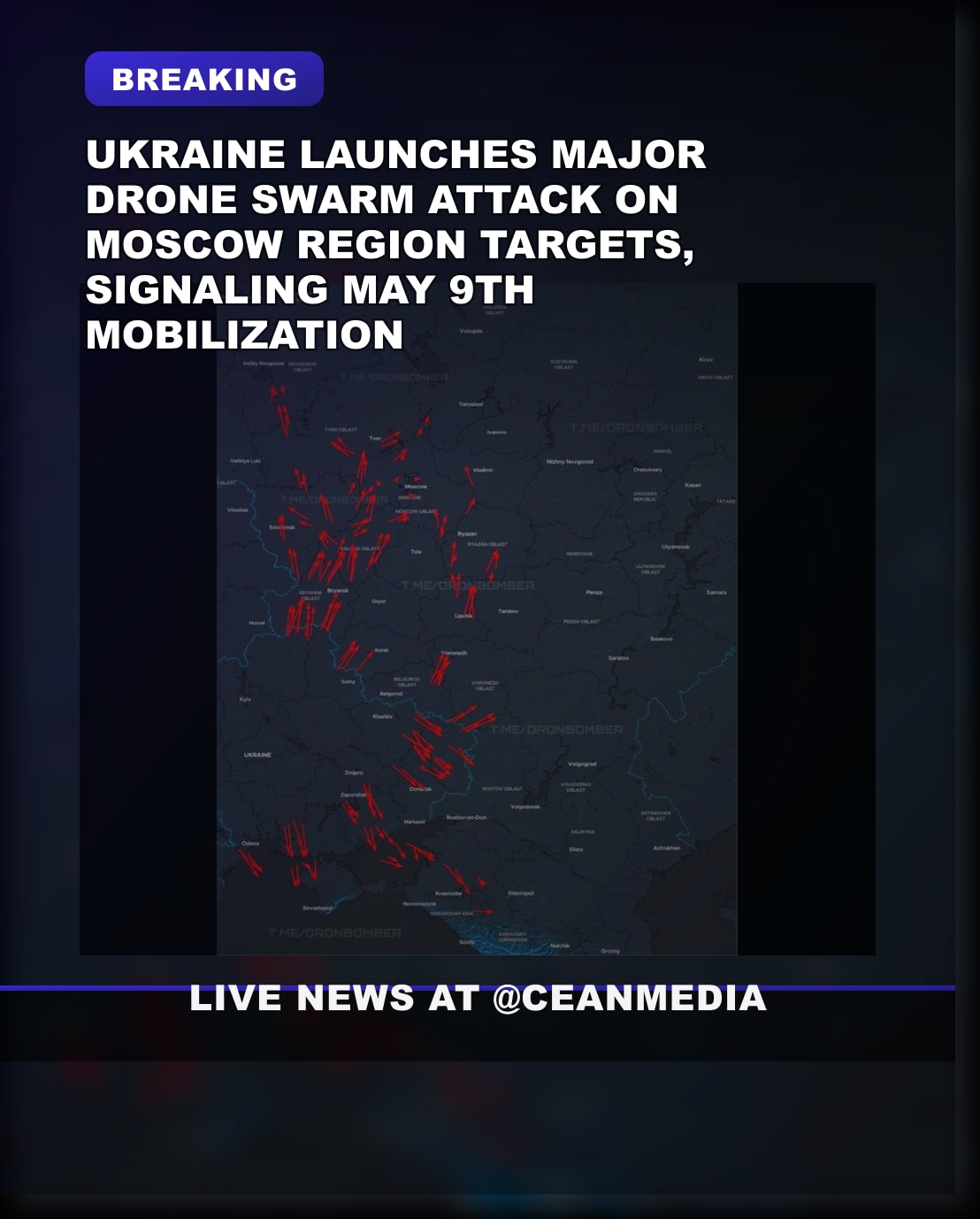 Illustrative photo for: Ukraine drone swarm attack Moscow Russia alert as war