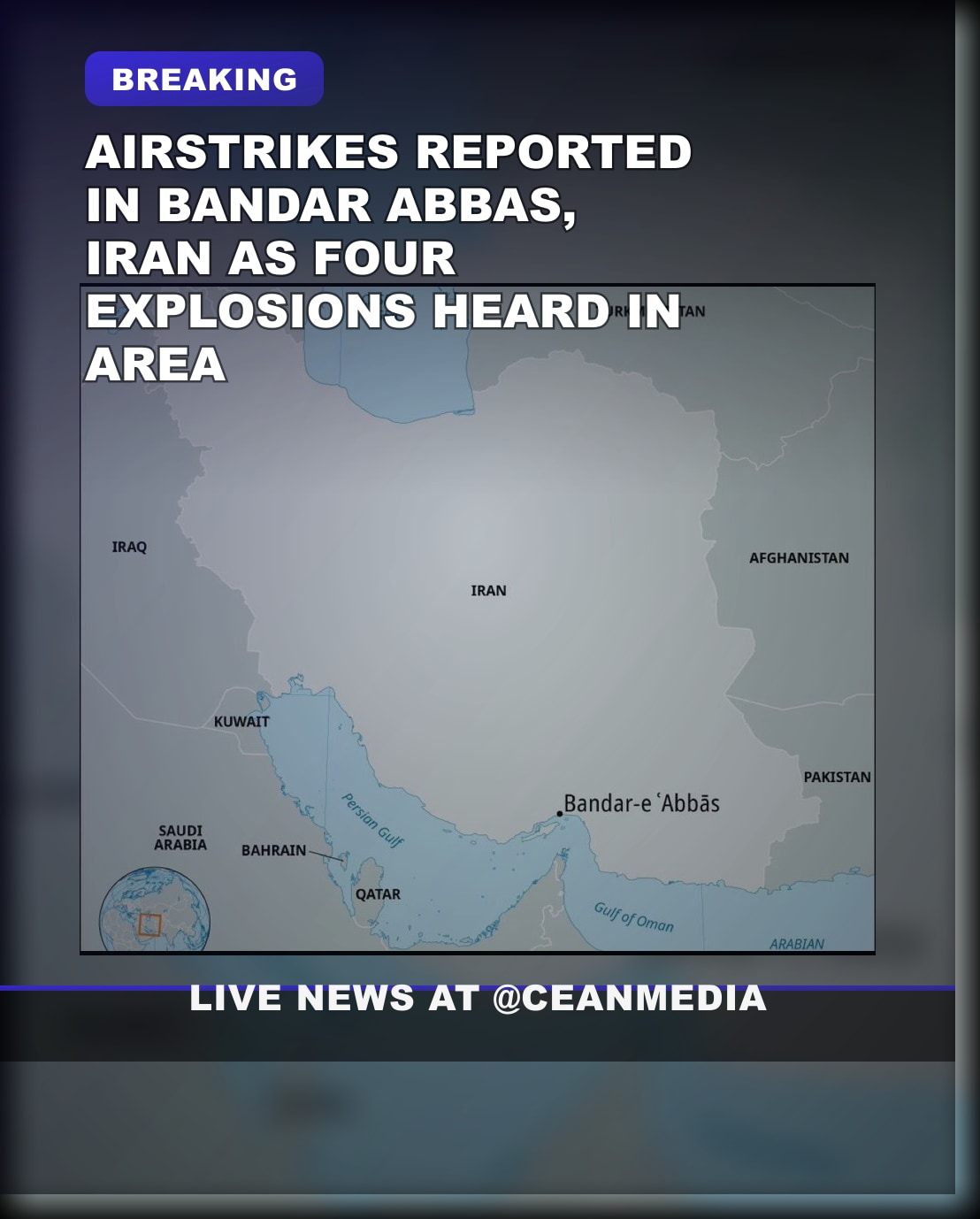Illustrative photo for: Iran airstrike reports Bandar Abbas four explosions heard