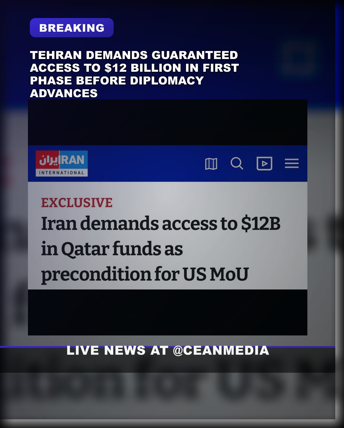 Illustrative photo for: Tehran demands guaranteed access first phase to $12B before