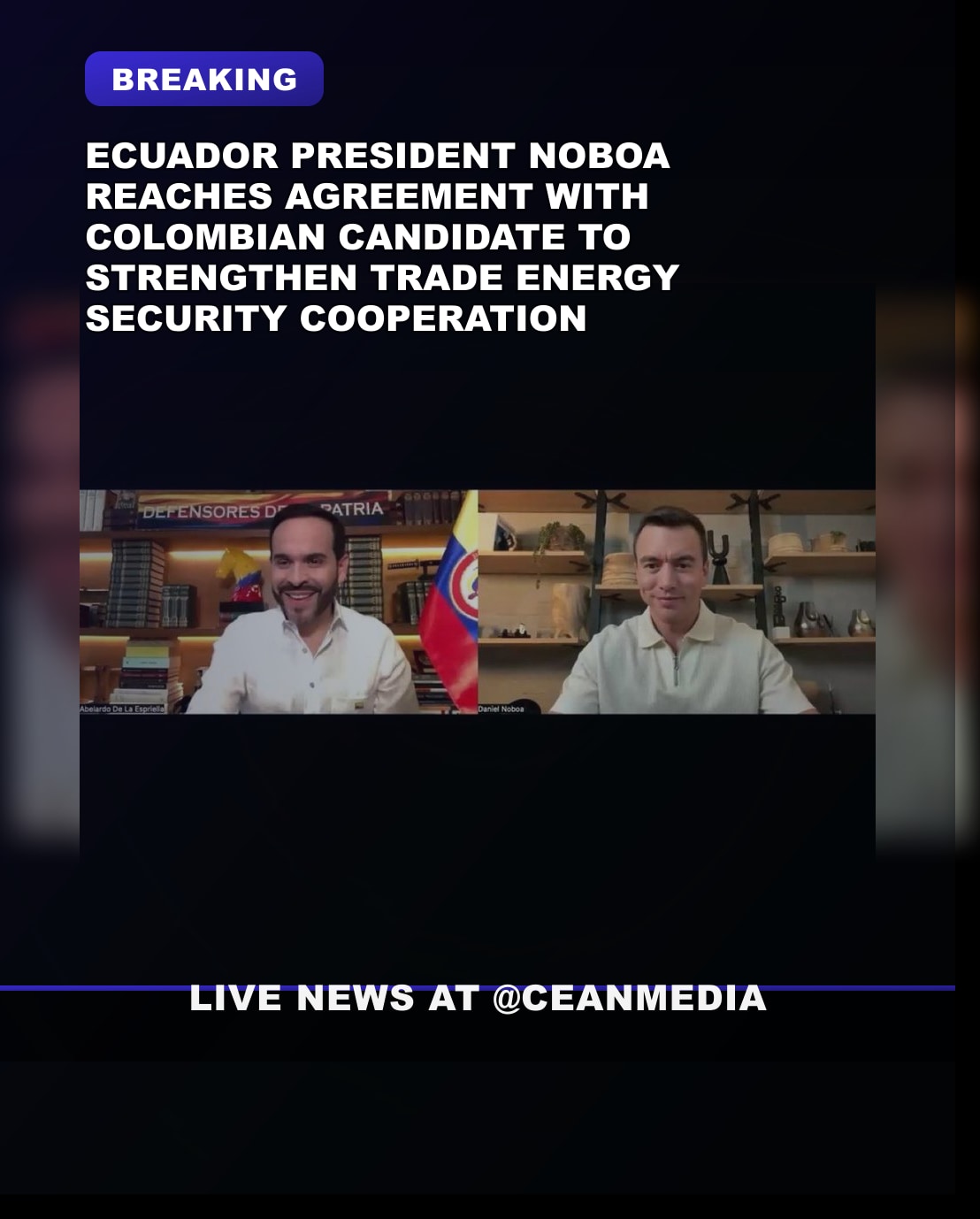 Illustrative photo for: Ecuador Colombia cooperation agreement: Noboa seals trade,