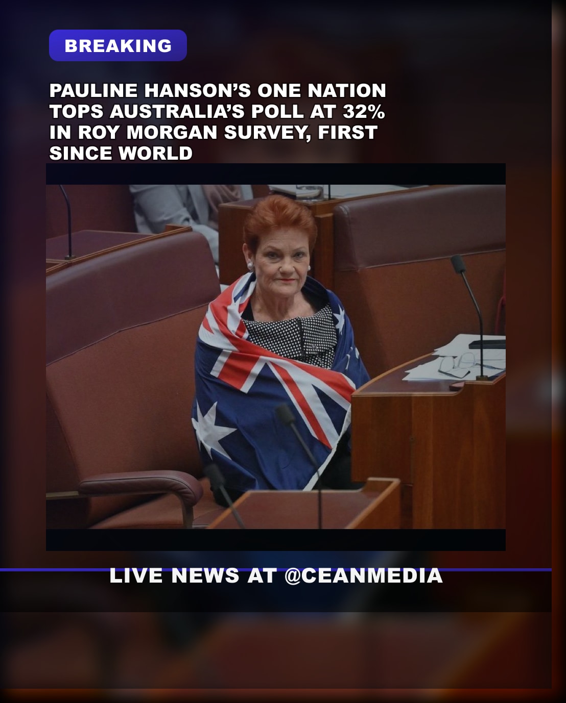 Illustrative photo for: One Nation poll surge fuels Roy Morgan poll at 32%
