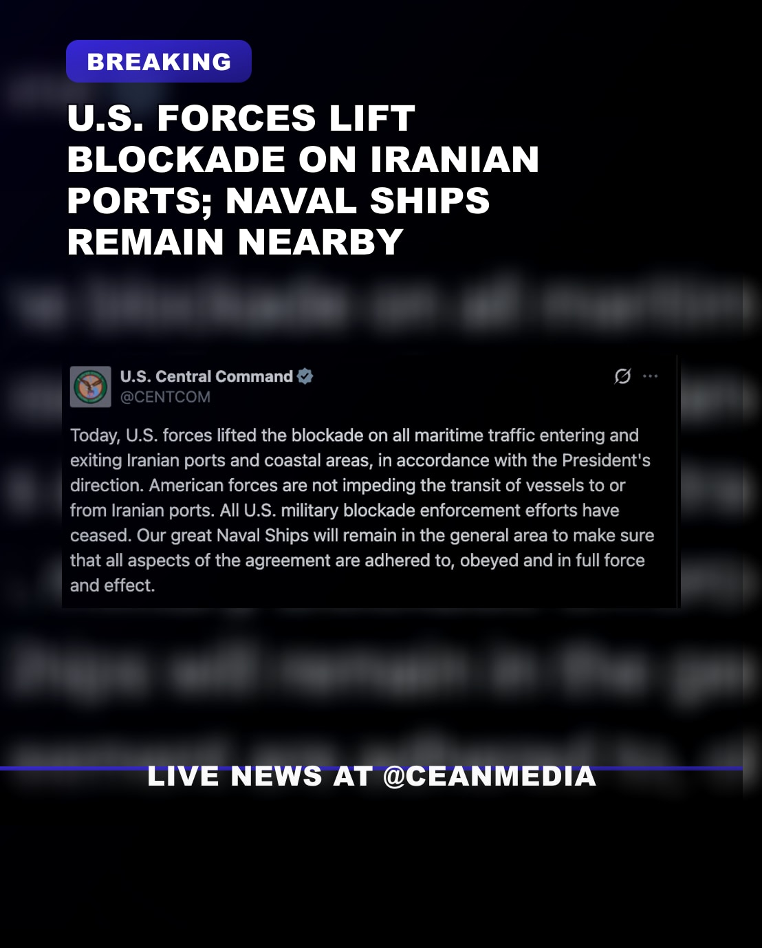Illustrative photo for: Lifting blockade maritime traffic iranian ports: U.S.