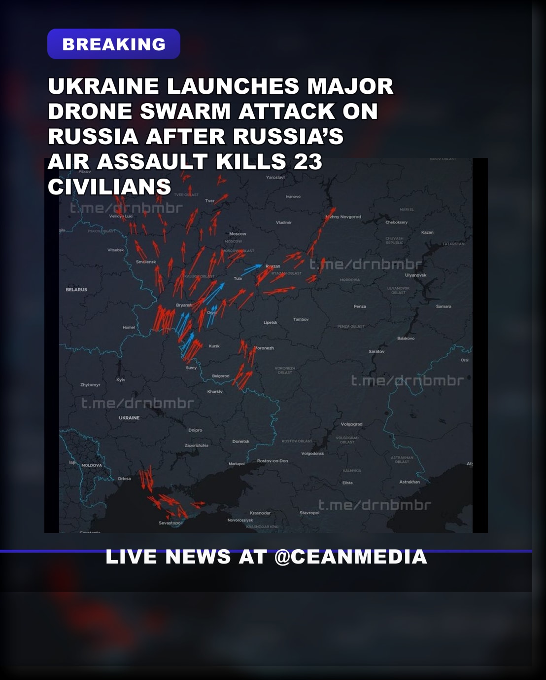 Illustrative photo for: Ukraine responds with drone swarm attack Russia after