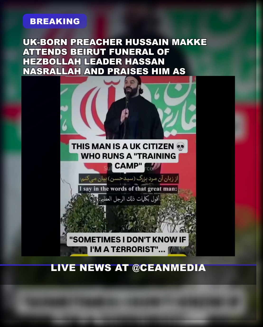 Illustrative photo for: UK born Islamist preacher praised Hezbollah leader