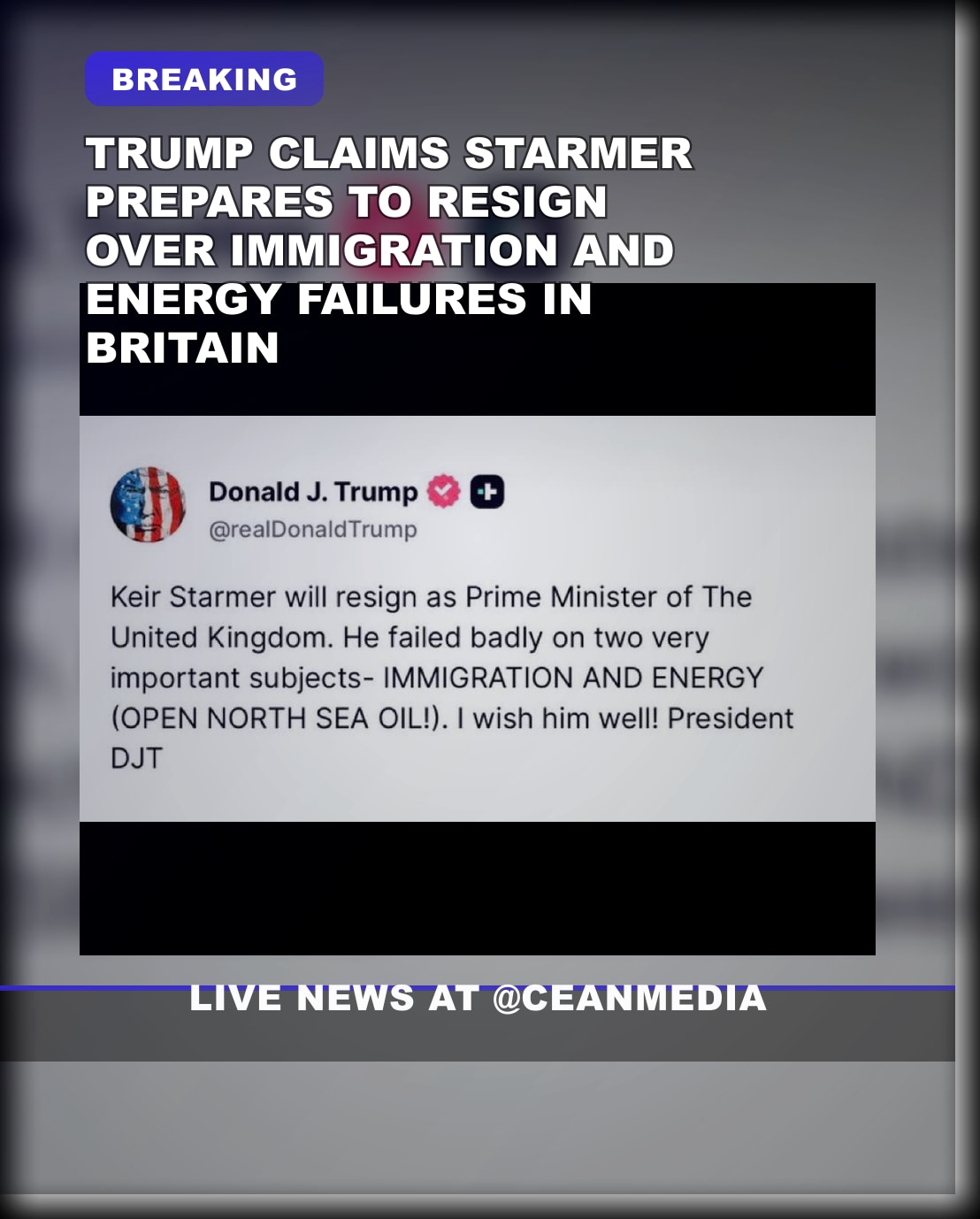 Illustrative photo for: Trump-Starmer resignation claims amid immigration and