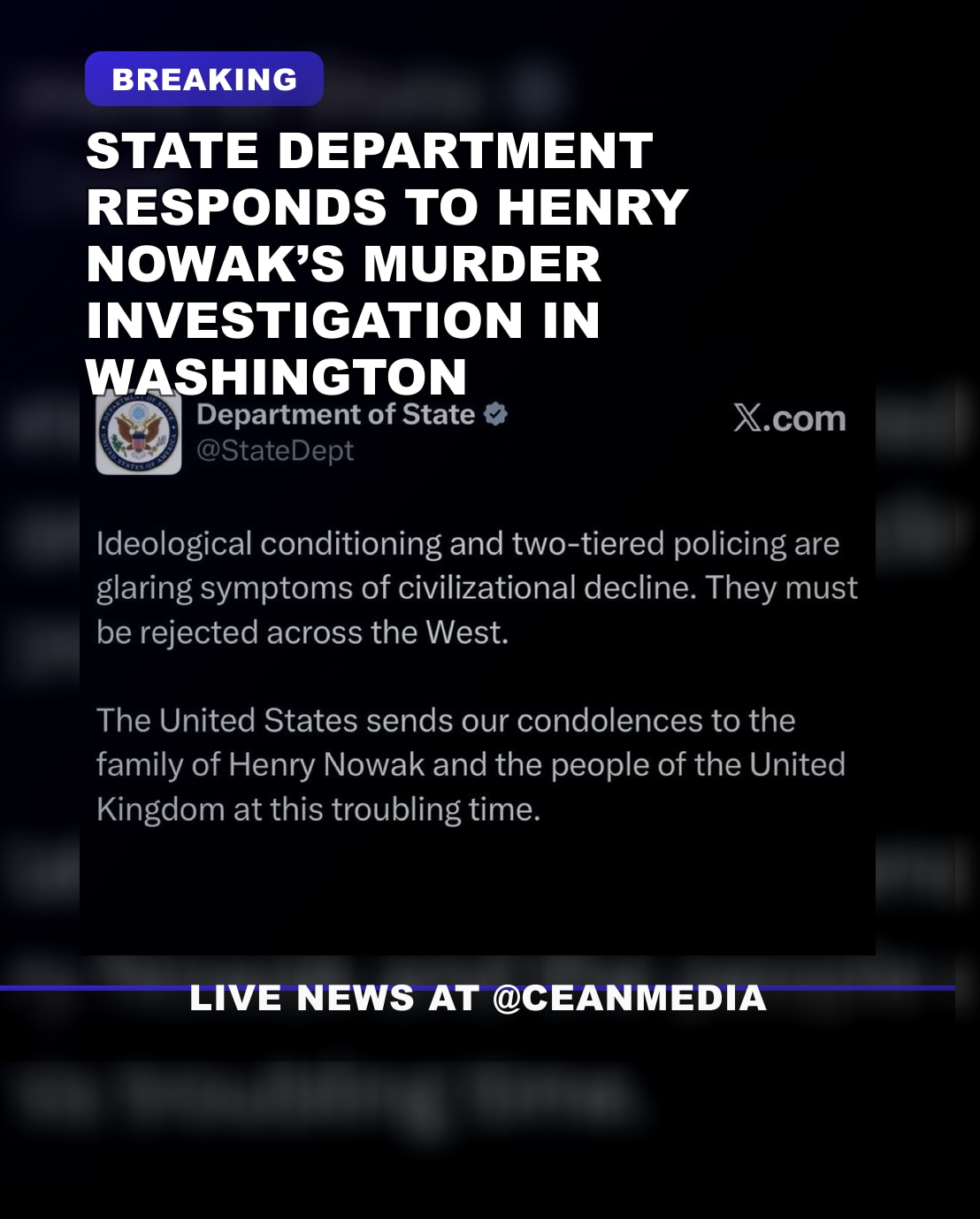 Illustrative photo for: State Department Murder Nowak: Statement on Henry Nowak
