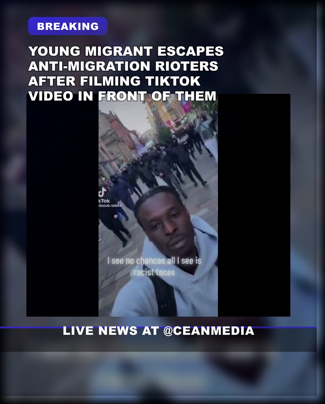 Illustrative photo for: Young migrant escapes rioters after viral TikTok attack