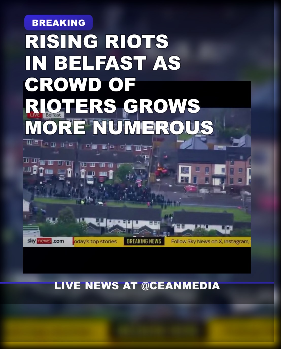 Illustrative photo for: Riots Flames Belfast: Crowd Growth Sparks Fires — riots