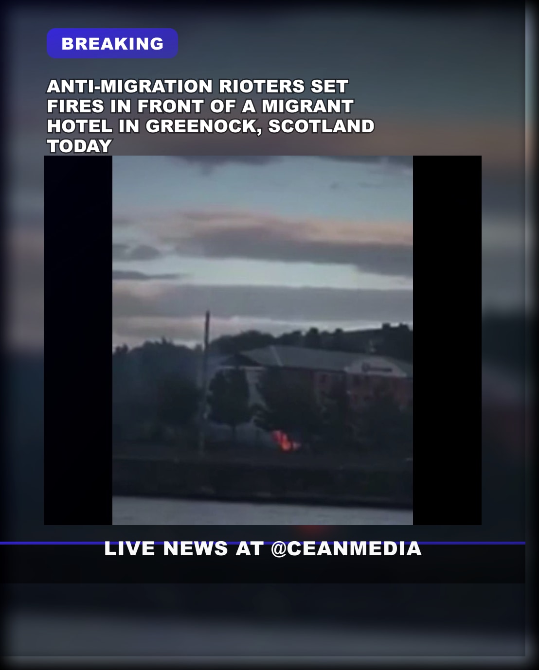 Illustrative photo for: Greenock Riots: anti-migration rioters protest fires
