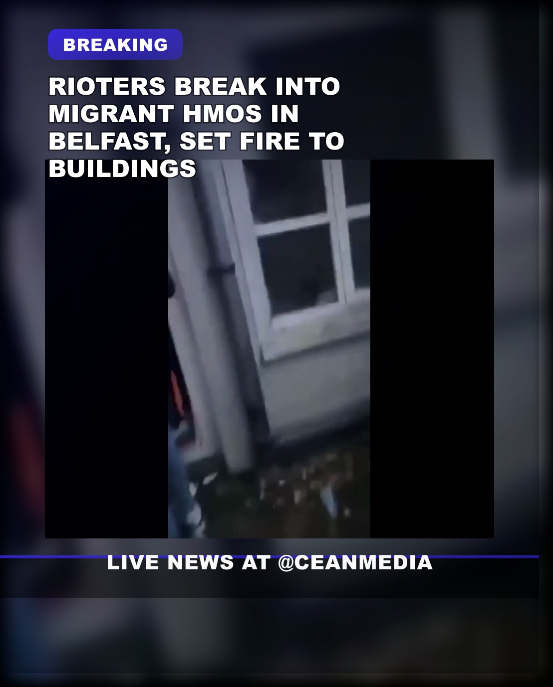 Illustrative photo for: Rioters breaking into migrant HMOs in Belfast set fires as