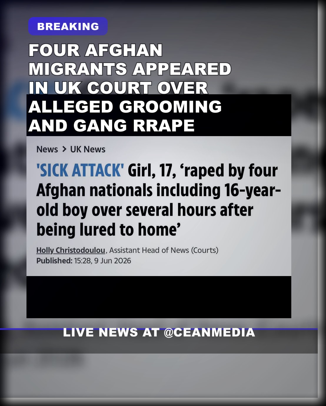 Illustrative photo for: UK court case UK Afghan grooming rape starts hearing over