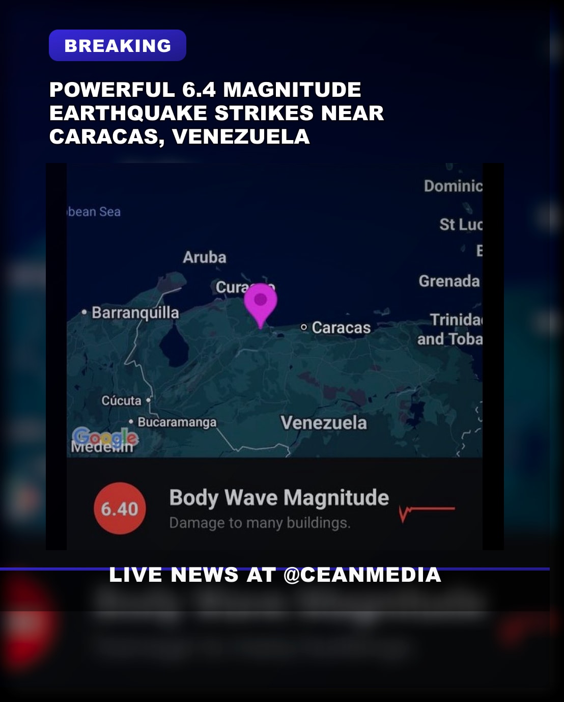 Illustrative photo for: 6.4-Magnitude Earthquake Strikes Caracas Venezuela —