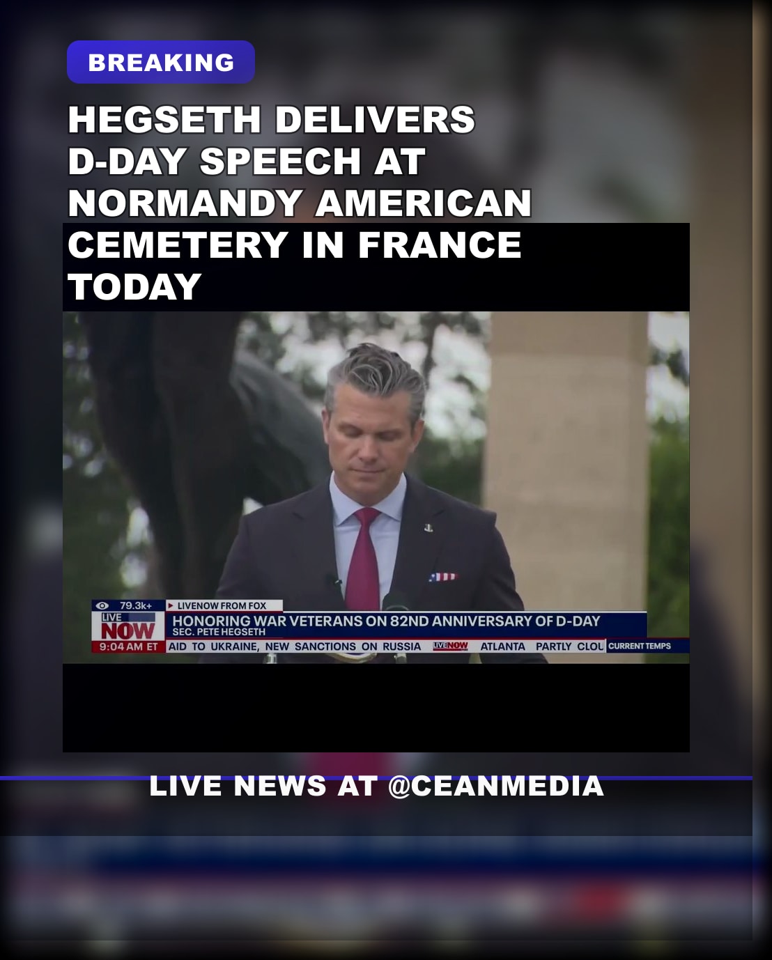Illustrative photo for: D Day speech analysis focus: Hegseth’s Normandy critique on
