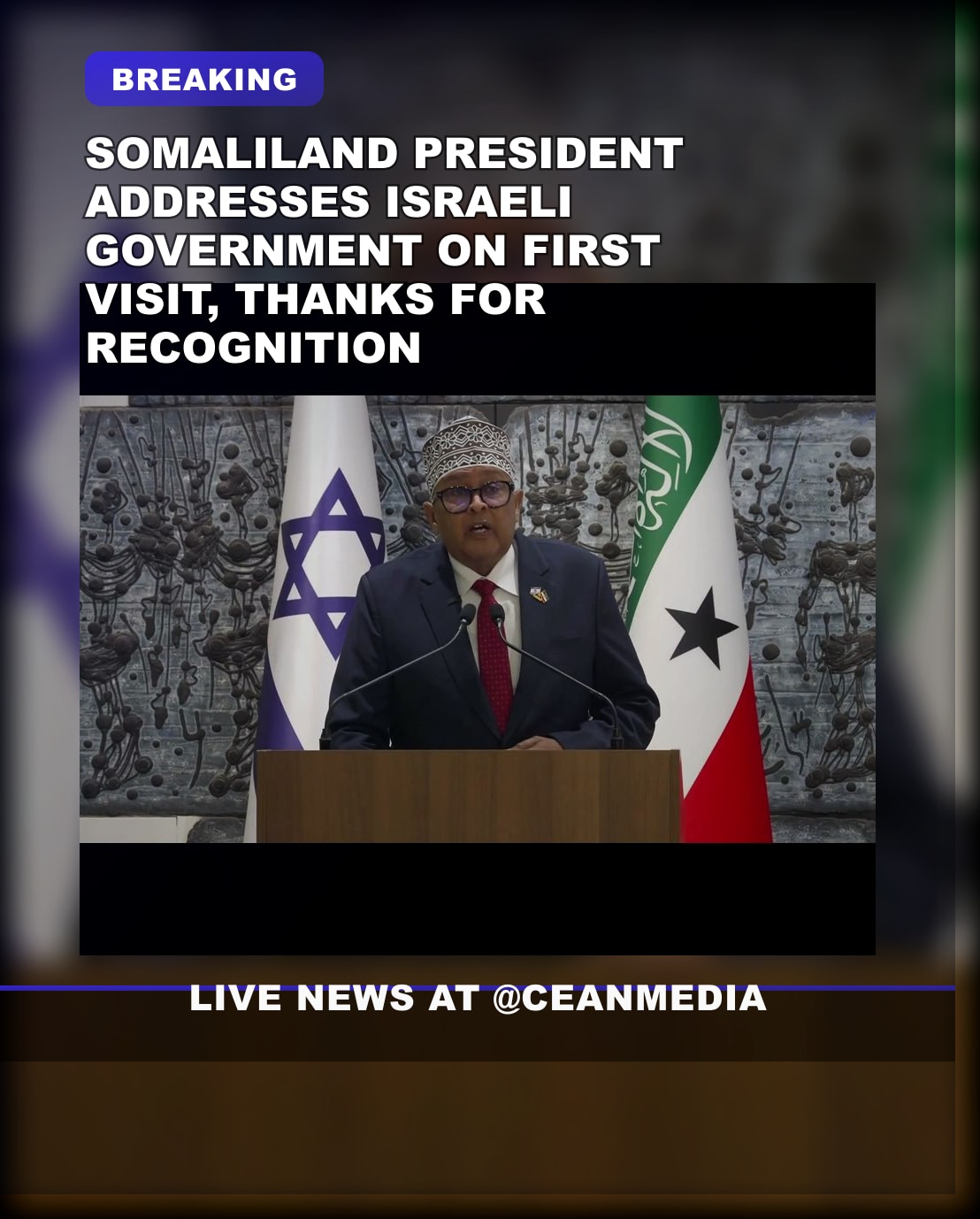Illustrative photo for: Somaliland President Israel Visit Appreciation Raises