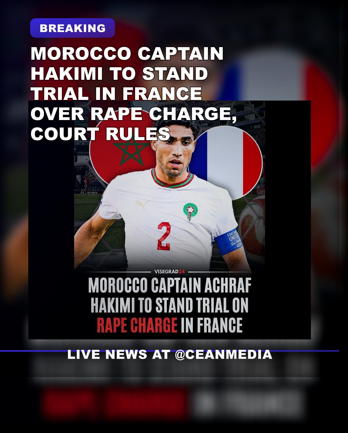 Illustrative photo for: Hakimi rape case trial: France court to proceed after
