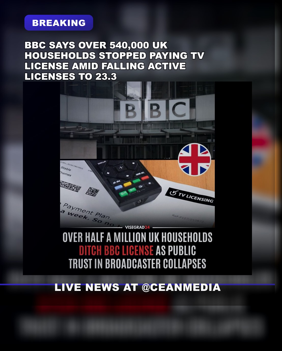 Illustrative photo for: BBC license nonpayment rise hits 540k households this year