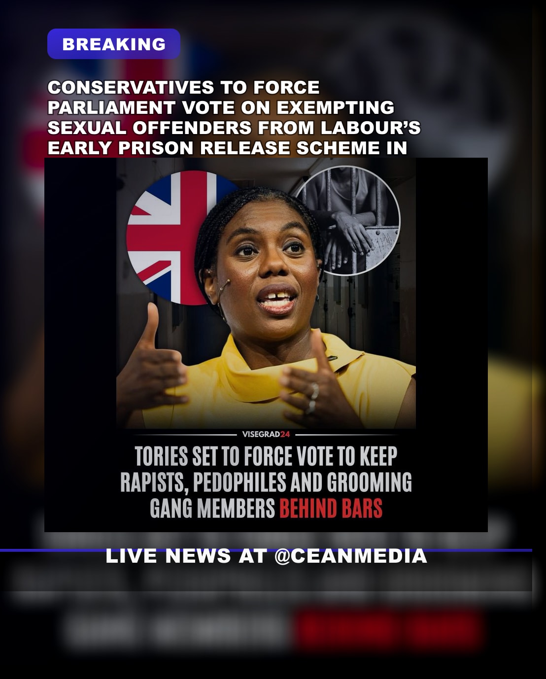 Illustrative photo for: Conservatives vote early release offenders plan backs