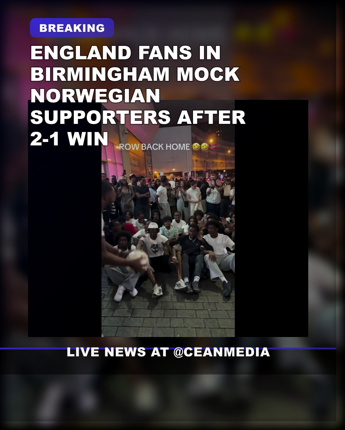Illustrative photo for: England fans taunt Norway supporters after 2-1 win in