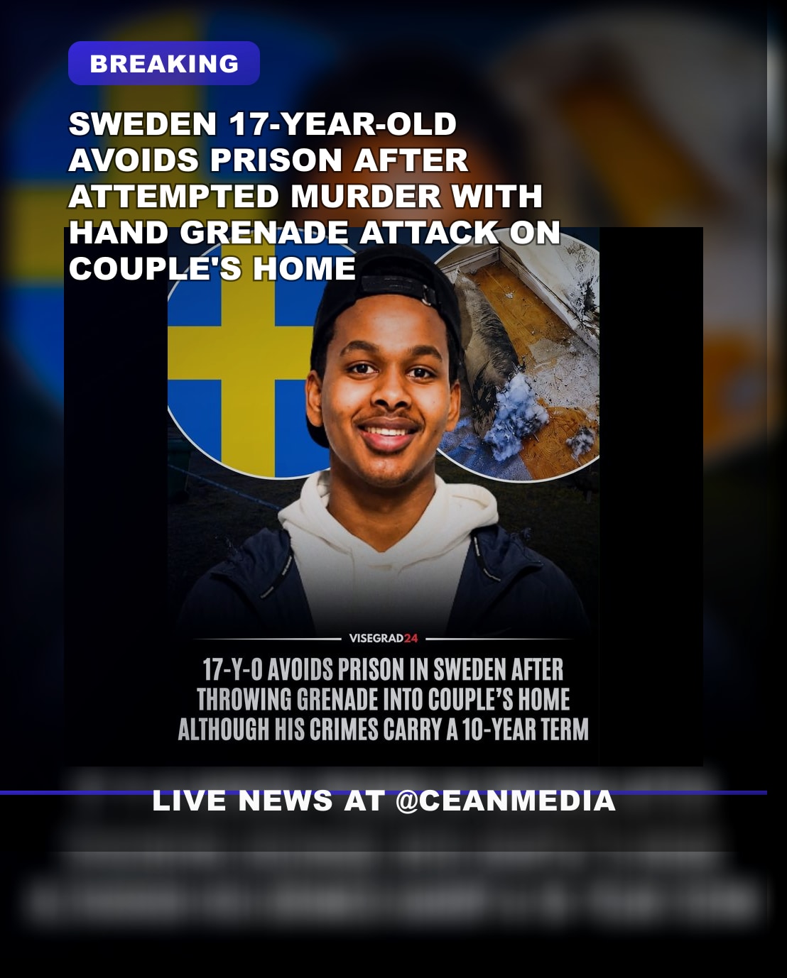 Illustrative photo for: Teenager avoids prison Sweden attempted murder: Grenade