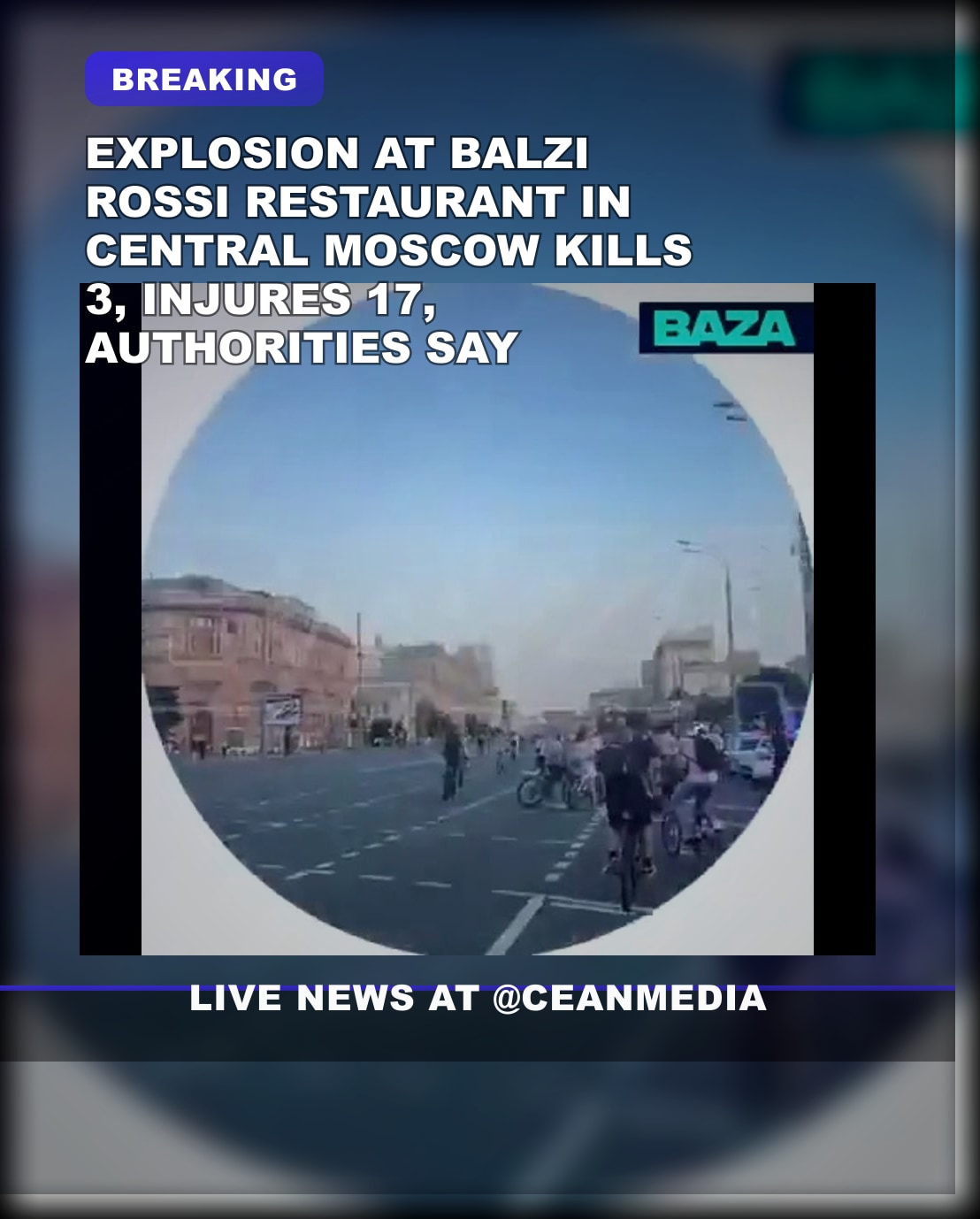 Illustrative photo for: Explosion Balzi Rossi restaurant Moscow leaves 3 dead, 17