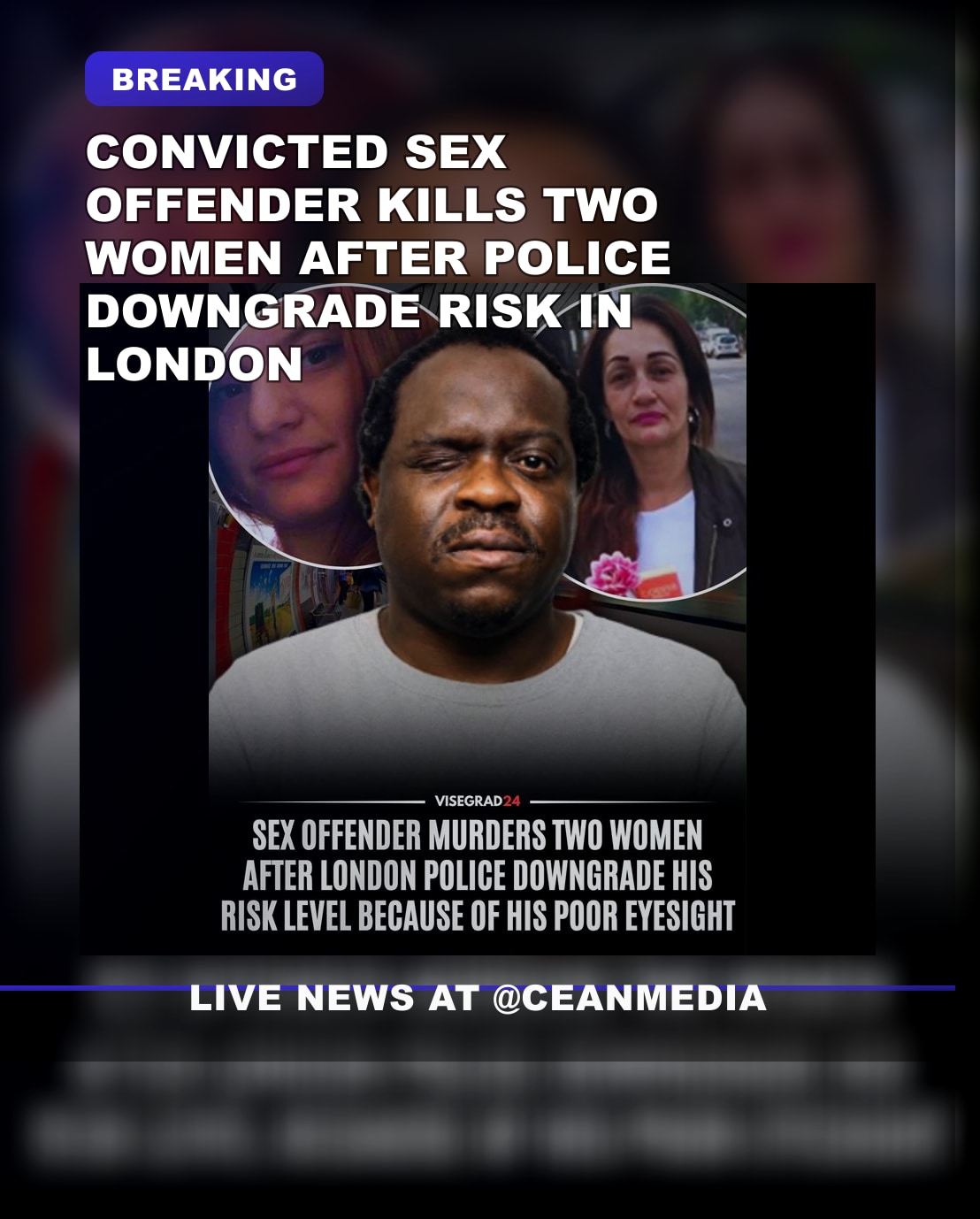 Illustrative photo for: Police downgraded risk level after eyesight loss, he killed